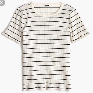 J Crew Stripped Ruffle Tee